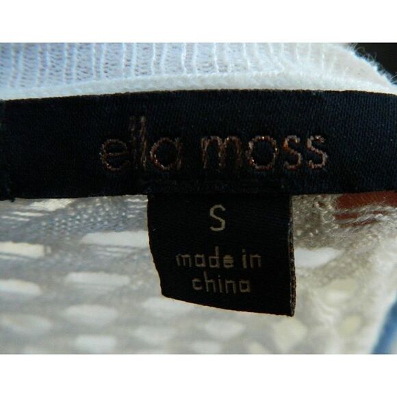 Ella‎ Moss Sweater Ivory White Crochet Pullover Thin Knit Sweater  Size Small - Picture 7 of 7
